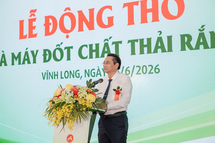Đồng chí Nguyễn Quỳnh Thiện - Tỉnh uỷ viên, Phó chủ tịch UBND Tỉnh Vĩnh Long phát biểu tại sự kiện tại tỉnh Vĩnh Long